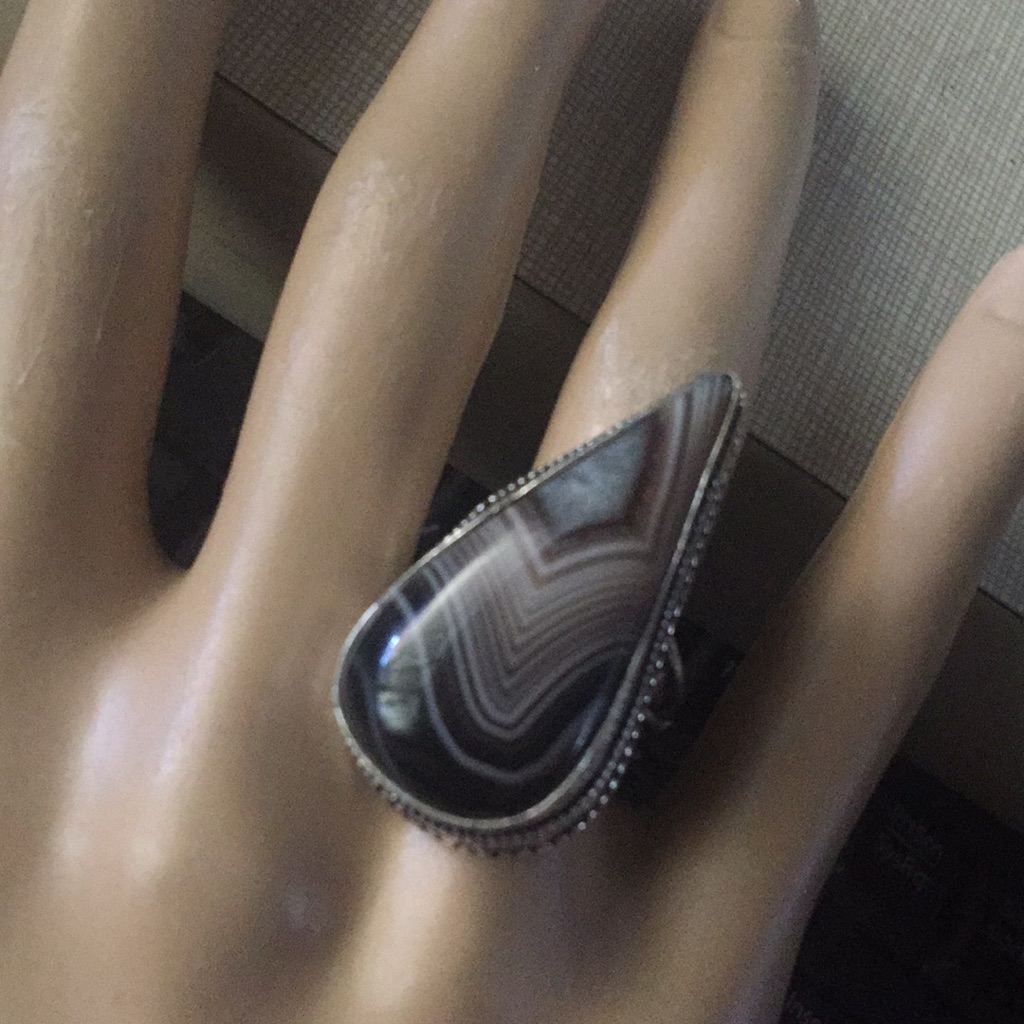 Botswana Agate Triangular Cut Ring
